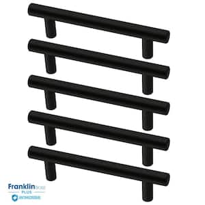 Antimicrobial Properties Solid Bar 3-3/4 in. (96 mm) Matte Black Cabinet Drawer Pulls (5-Pack)