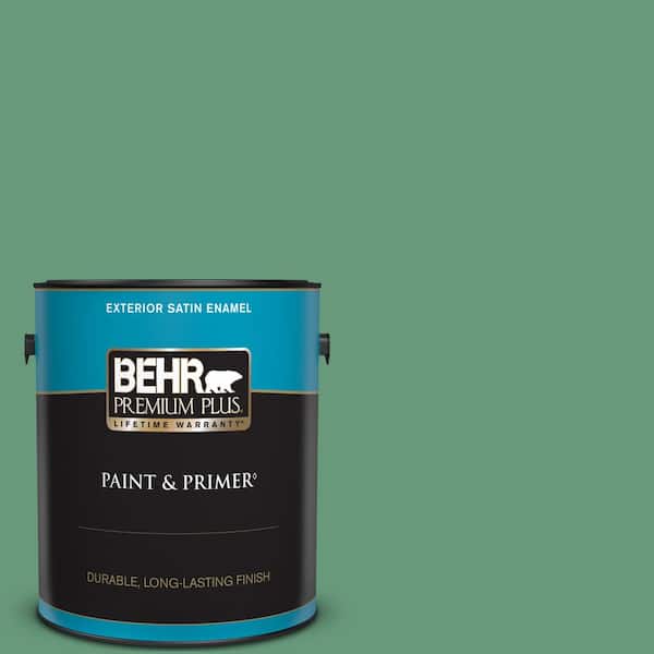 BEHR PREMIUM PLUS 1 gal. #470D-5 Herbal Satin Enamel Exterior Paint & Primer