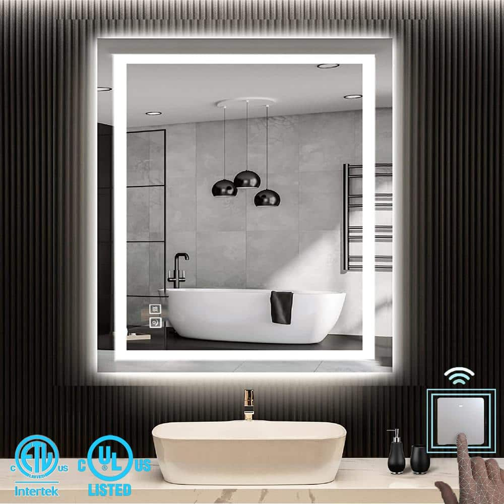 waterpar 60-in x 36-in Dimmable Lighted Clear Fog Free Flat Frameless  Bathroom Vanity Mirror in the Bathroom Mirrors department at