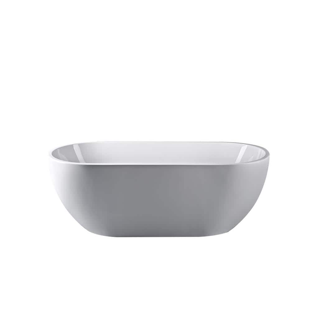 59'' White Oval Freestanding Acrylic Soaking Bathtub