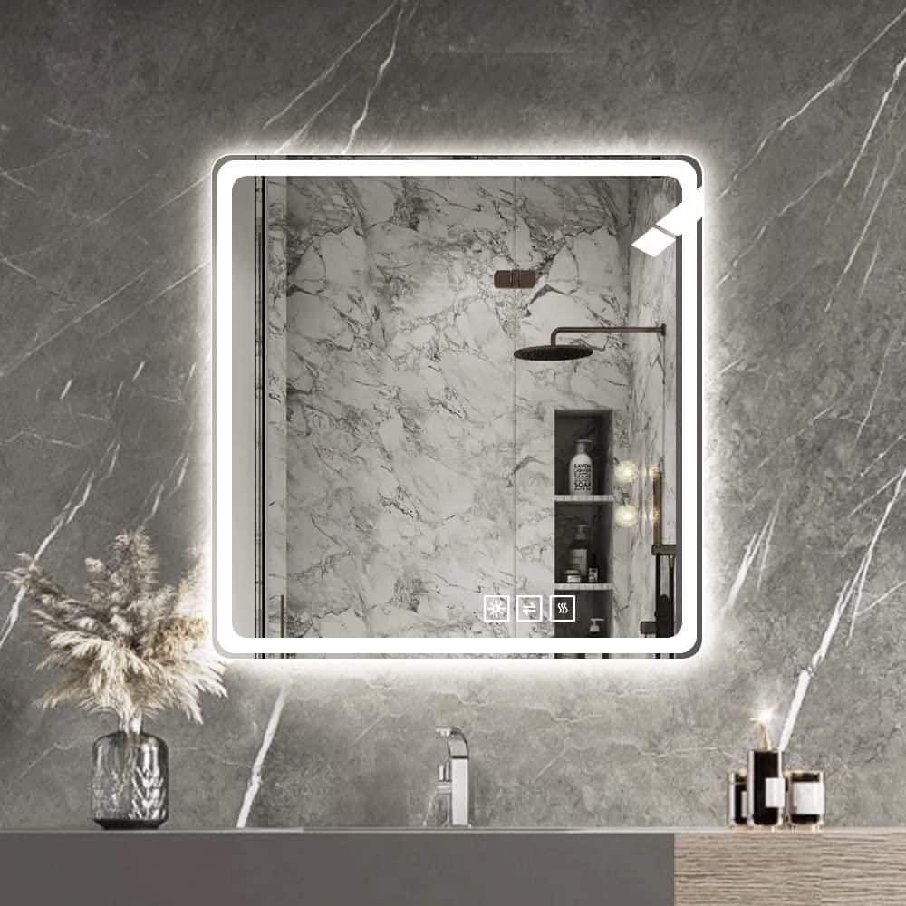 36 in. W x 36 in. H Square Framing Wall Mounted LED Bathroom Vanity Mirror 