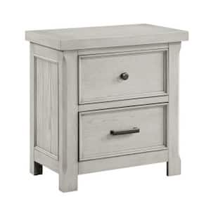 28 in. White and Black 2-Drawers Wooden Nightstand