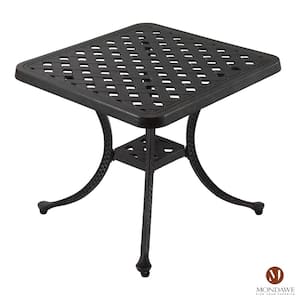 Black Square Aluminium Cast Bronze Frame Outdoor Dining Bistro Table Patio Side Table