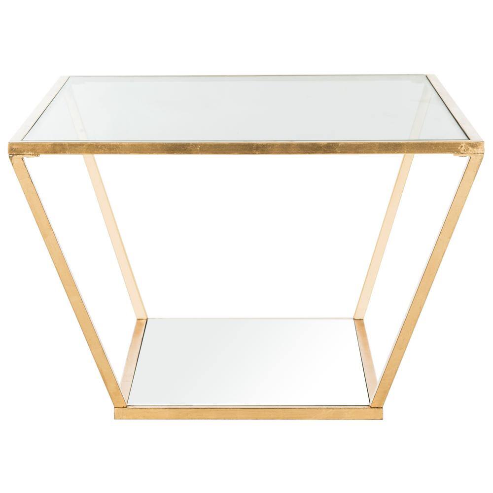 Allene Gold and Clear Glass Rectangular Coffee Table