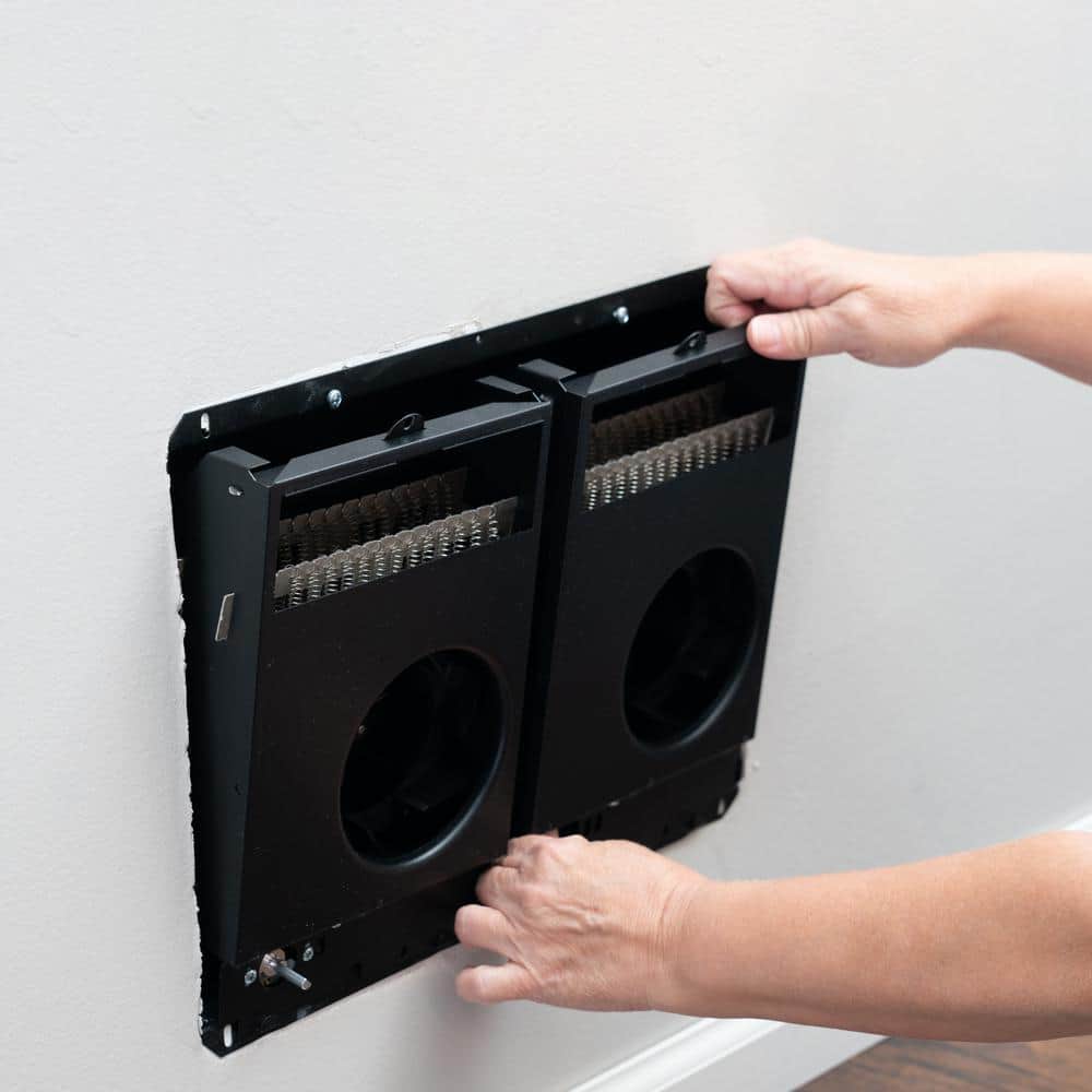 Black Twin Fan-Forced Electric Wall Heater with Thermostat