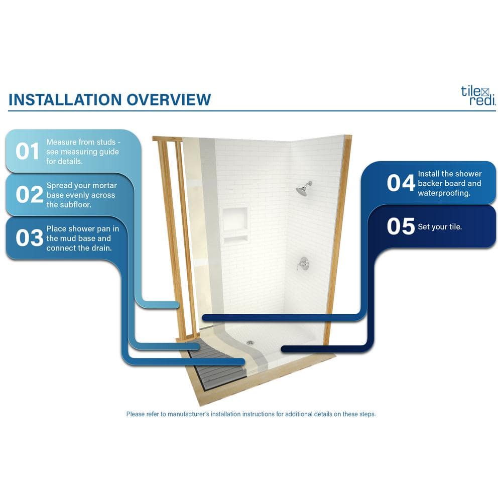 Beige PVC 48" x 36" Shower Pan with Center Drain