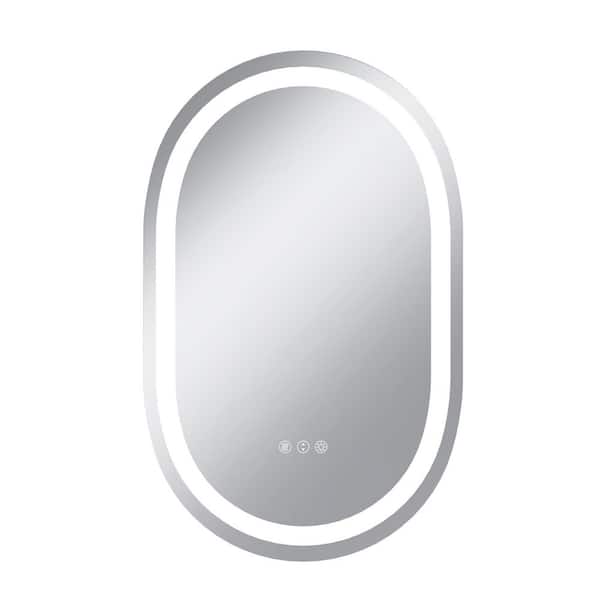 20 in. W x 32 in. H Oval Frameless Anti-Fog LED Light Wall Bathroom Vanity Mirror in Bright White