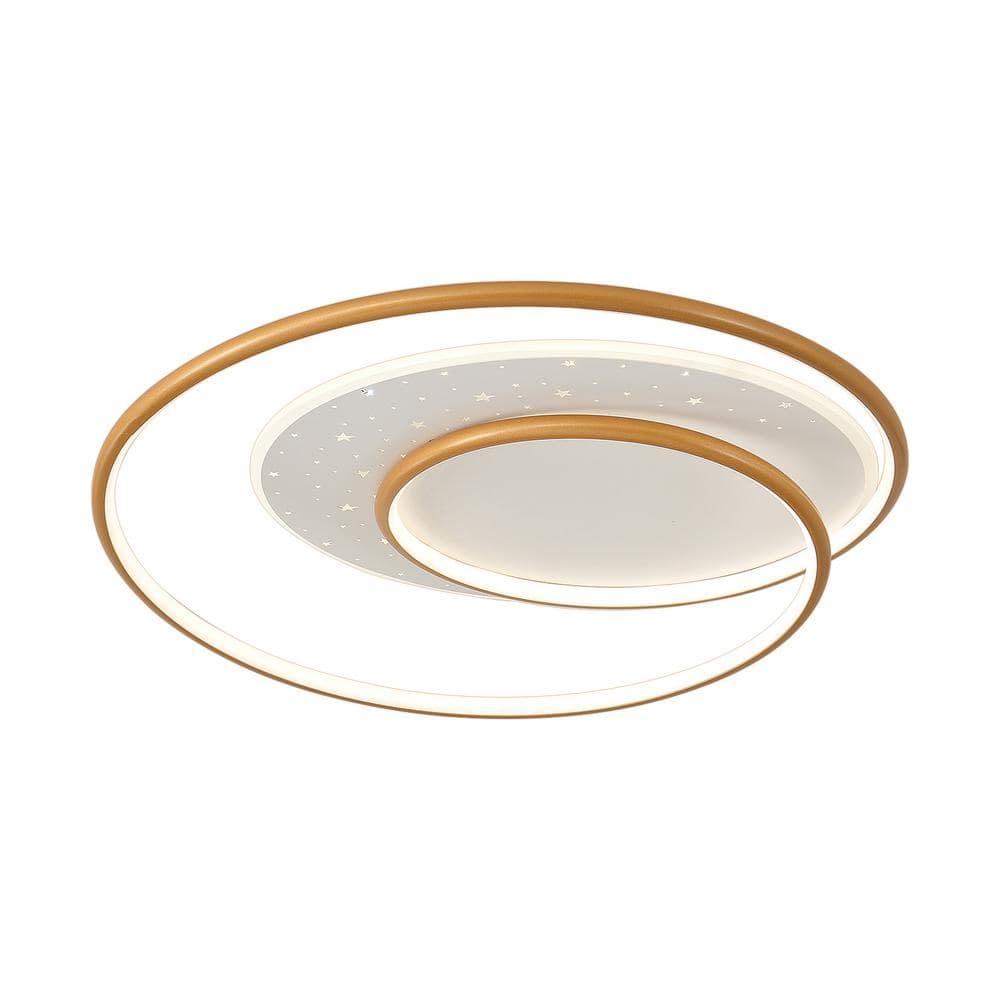 OUKANING 19.68 in. Gold Modern Simple Style Selectable LED Flush Mount ...