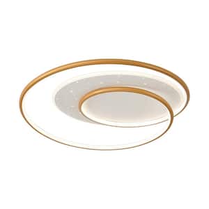 19.68 in. Gold Modern Simple Style Selectable LED Flush Mount Ceiling Light with Remote Control