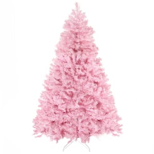 6ft Tall Artificial Christmas Tree Holiday Decor with 1000 Branches, Auto Open, Steel Base, Wide Shape, Pink