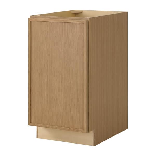 Leyton 18 in. W x 24 in. D x 34.5 in. H Ready to Assemble Plywood Slim Shaker Trash Can Kitchen Cabinet in White Oak