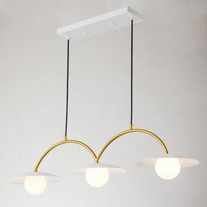 3-LIght White and Gold Modern/Contemporary Linear Kitchen Island Hanging Pendant Lighting