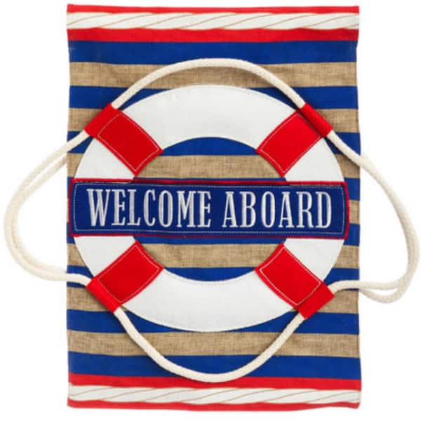 1 ft. x 1-1/2 ft. Nautical Welcome 2-Sided Burlap Garden Flag