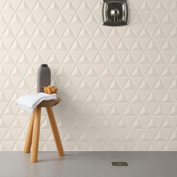 Medley Triangle Mushroom Gray 11.02 in. x 12.55 in. Glossy Ceramic Mosaic Wall Tile (1 sq. ft./Each)