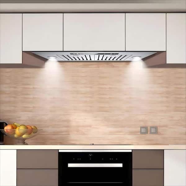 30 in. 600 CFM Convertible Insert Range Hood in Stainless Steel, Gesture Control and Touch Panel, LED Lighting