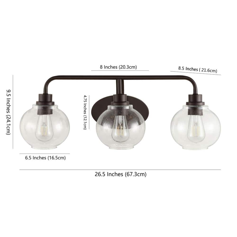 Sandrine 26.25" Oil-Rubbed Bronze and Clear Glass Vanity Light