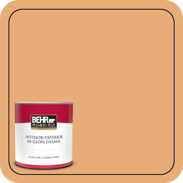 BEHR PREMIUM PLUS 1 qt. #PMD-75 Autumn Gourd Hi-Gloss Enamel Interior/Exterior Paint & Primer