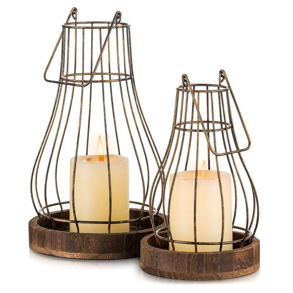 10.8 in. and 8.3 in. H Distressed Brown Metal Lantern Farmhouse Home Decor price history on PriceWatchPro
