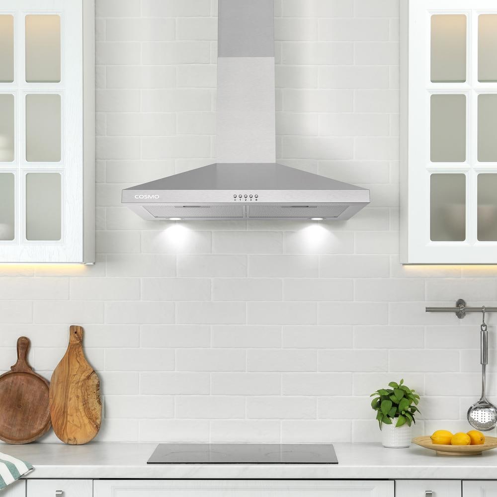 Cosmo 30" Stainless Steel Wall Mount Range Hood with LED Lighting