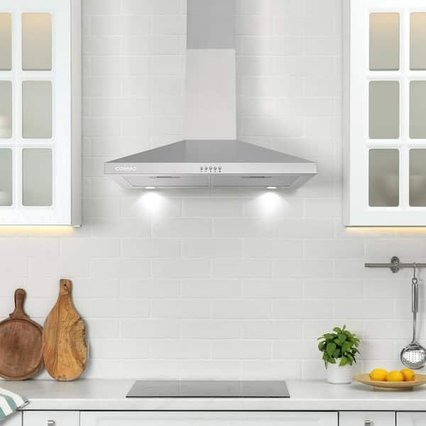 30 in. Nebula Collection 250 CFM Ducted Wall Mount Range Hood, Button Control, LED Lights, Mesh Filters, Stainless Steel