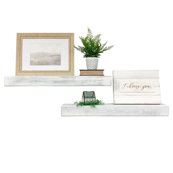 Slim Line 1-Piece 8 in. D x 18 in. L x 1-1/4 in. MDF White Floating Shelf