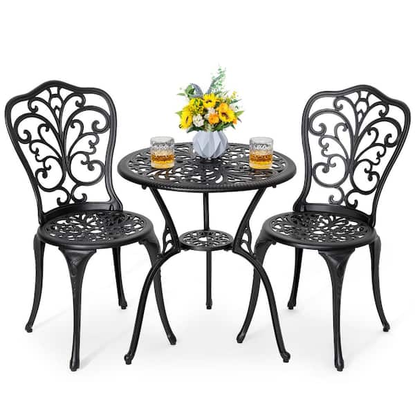 3-Piece Cast Aluminum Patio Bistro Set Rust-proof Outdoor Furniture Set