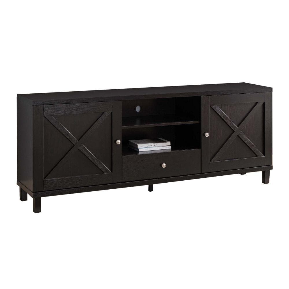 Benjara 70.75 in. Brown Wood TV Stand Fits TVs up to 75 in. with 1 ...