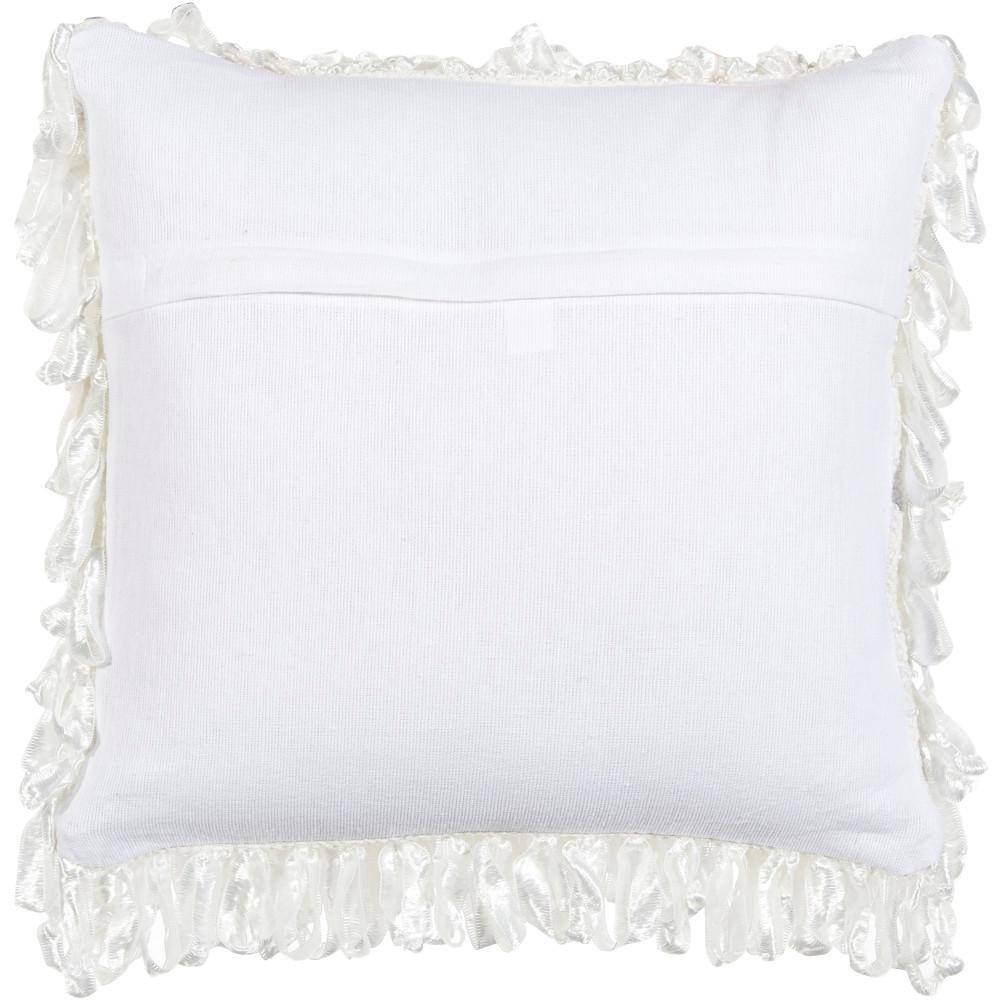 White 20" x 20" Square Embroidered Polyester Throw Pillow