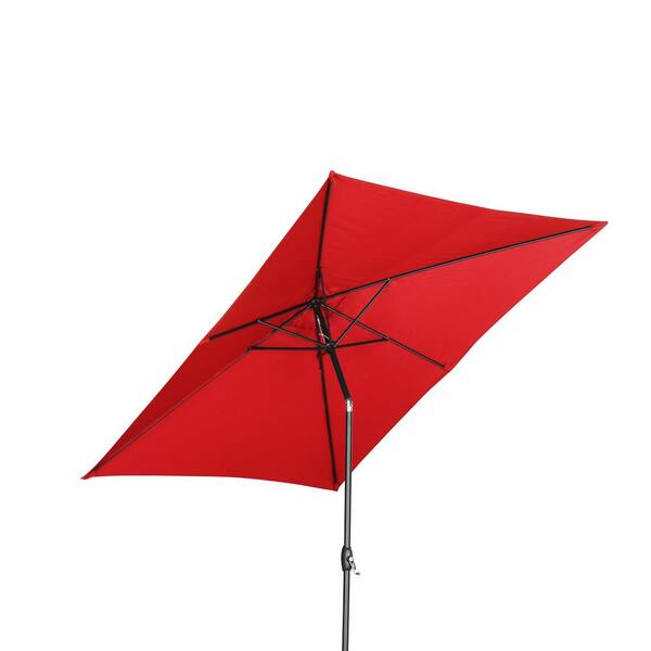 Siavonce 9.8 ft. . Tilt and Crank Patio Market Umbrella Without Base in Red