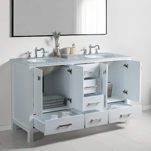 HBEZON Pallas 60 in. W x 22 in. D x 36 in. H Double Sink