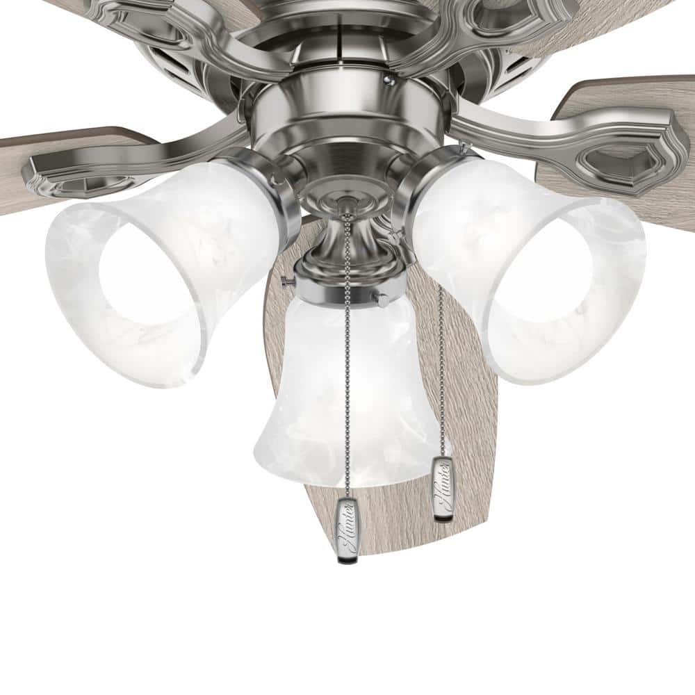 Brushed Nickel 52" Low Profile Ceiling Fan with LED Lights