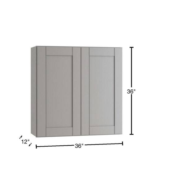 Contractor Express Cabinets Arlington Veiled Gray Plywood Shaker Stock Assembled Wall Kitchen Cabinet Soft Close 21 in W x 12 in D x 36 in H