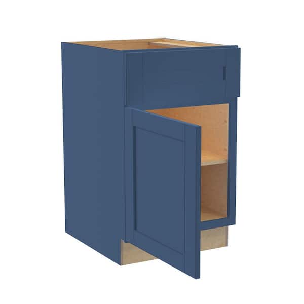Richmond Valencia Blue Plywood Shaker Ready to Assemble Base Kitchen Cabinet Soft Close 21 in W x 24 in D x 34.5 in H