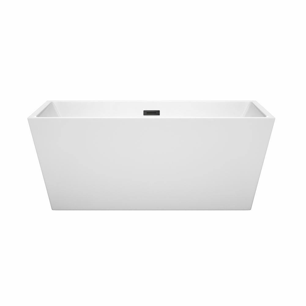 Sara 59'' Matte Black and White Acrylic Freestanding Bathtub