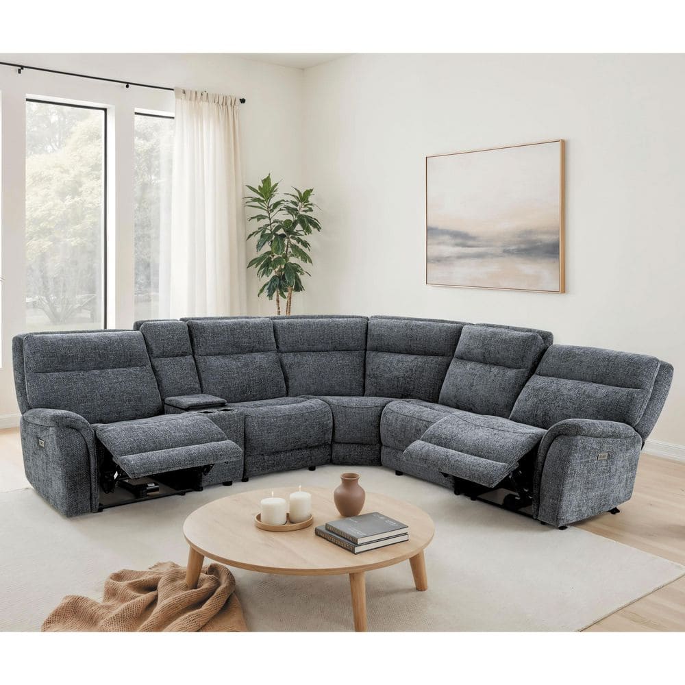 Cerritos 123.5 in. Fabric Oversized Seating Power Sectional Sofa with 20L Cooler Console in Charcoal Gray price history on PriceWatchPro