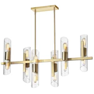 Samantha 12-Light Aged Brass Drum Cylinder Chandelier for Living Room