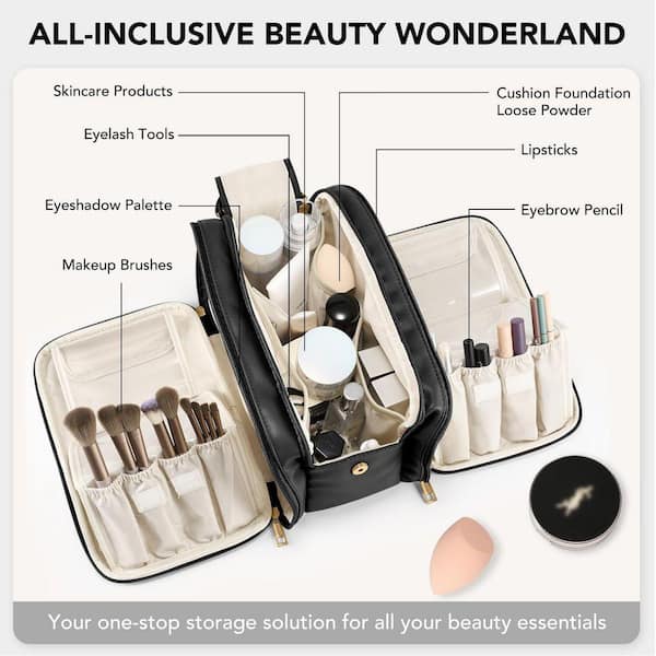 ellis james designs large travel makeup bag organizer Make Up Train Case Professional - Black Ellis James Designs Large Travel