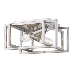 Tribeca 11.5 in. 2-Light Pewter with Pewter Accents Flush Mount