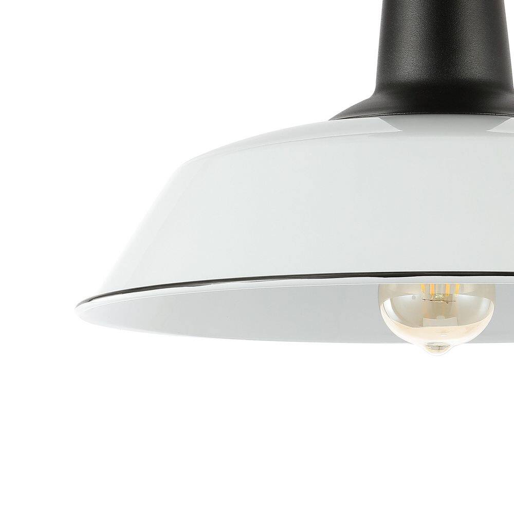 Camila Modern Farmhouse 14" White & Black Metal LED Flush Mount