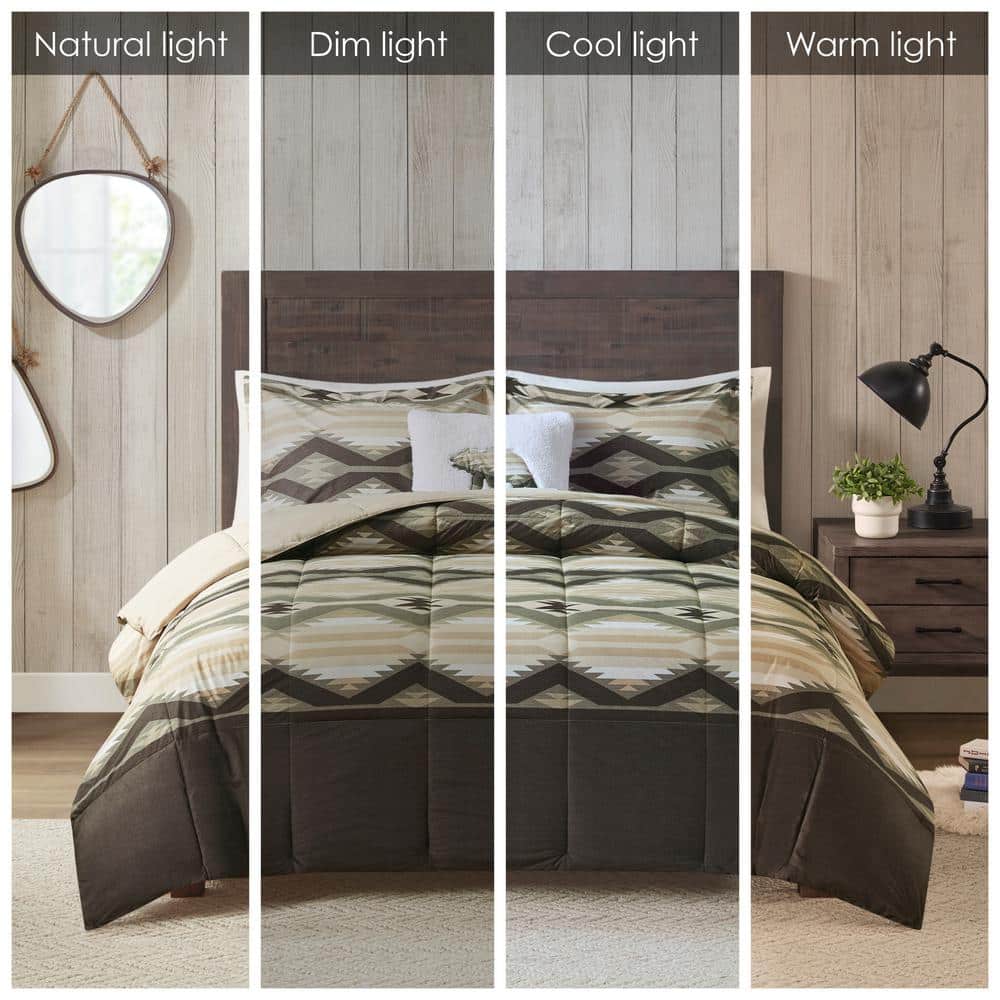 Full Brown Southwestern Down Alternative Comforter Set