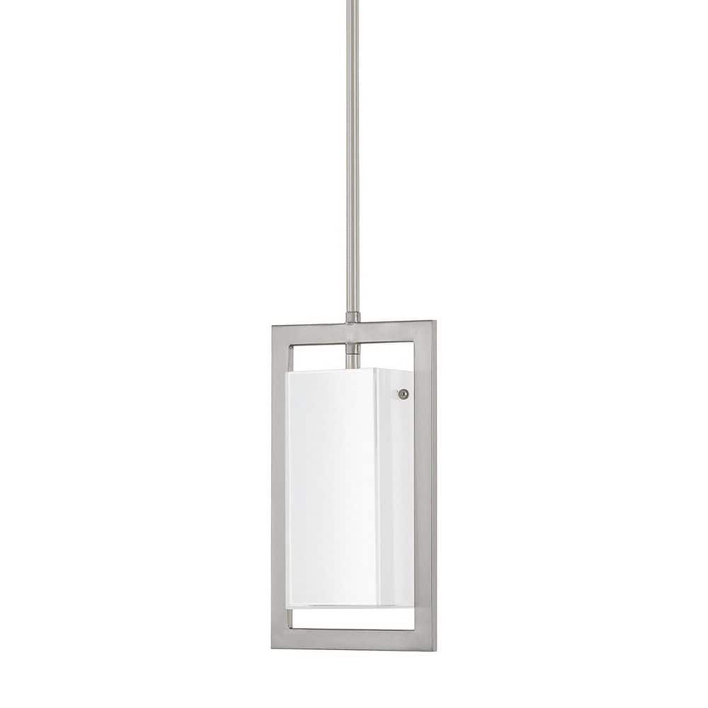 Tahoe 7 in. W x 12 in. H 1-Light Milk Glass Pendant in Brushed Nickel price history on PriceWatchPro