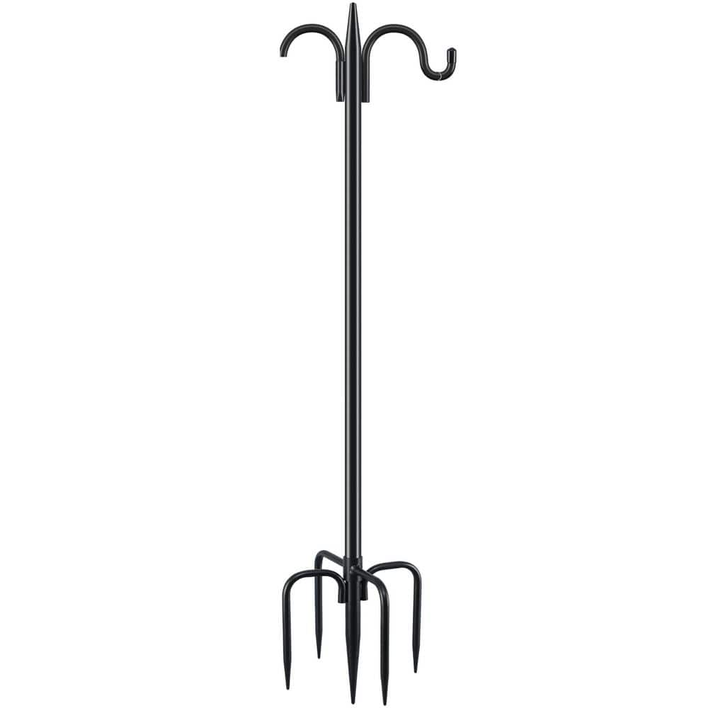 92 in. Black Iron Adjustable Double Shepherds Hook with 5 Prongs for Hanging Bird Feeder Plant Baskets Light (1-Pack) price history on PriceWatchPro