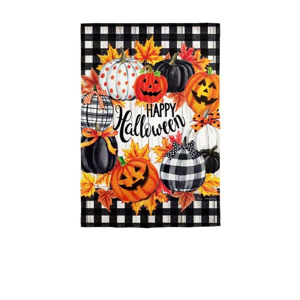 Evergreen 2-1/3 ft. x 3-2/3 ft. Halloween Pumpkin Wreath House Suede Flag