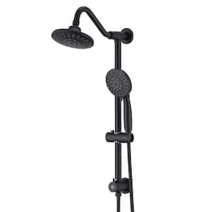 6 in. 6-Spray Round High Pressure Shower Faucet with Complete Shower System Dual Shower Head in Matte Black