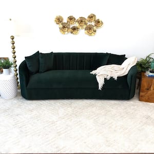 Kunt 88 in. Round Arm 3-Seater Sofa in Green