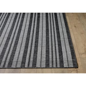 Isla Charcoal 2 ft. x 3 ft. Transitional Striped Indoor/Outdoor Area Rug
