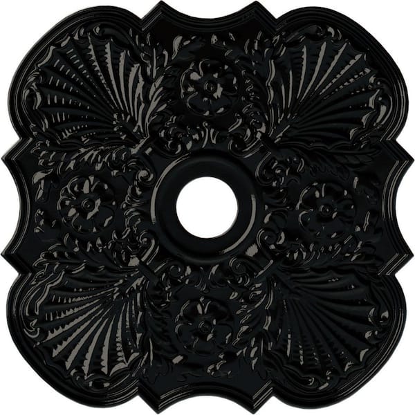 Ekena Millwork 1-3/8 in. x 29 in. x 29 in. Polyurethane Flower Ceiling Moulding, Black Pearl