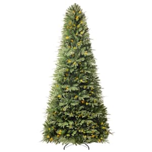 6.5 ft Traditional Realistic Fir Prelit Artificial Christmas Tree with 1292 Branch Tips, 350 Warm Lights and Metal Stand