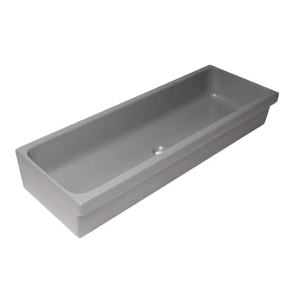 Alfi Brand 48 In Trough Vessel Bathroom Sink In Gray Matte Fireclay Ab48trgm The Home Depot 8526