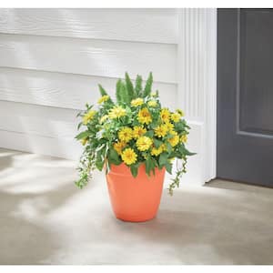 Vigoro 8 in. Bea Small Orange Resin Planter (8 in. D x 7.1 in. H